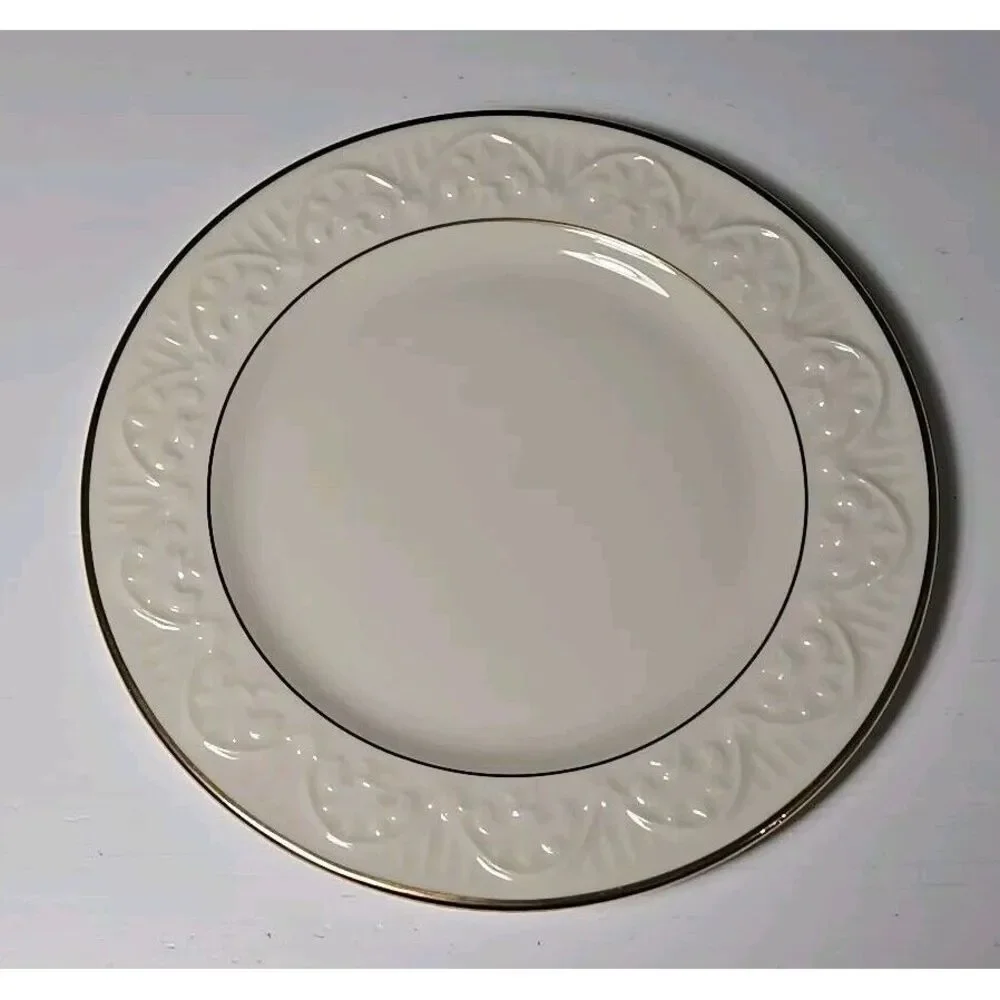 Lenox Matelasse Butter Bread Dessert‎ Plate Ivory with Gold Trim 6.25